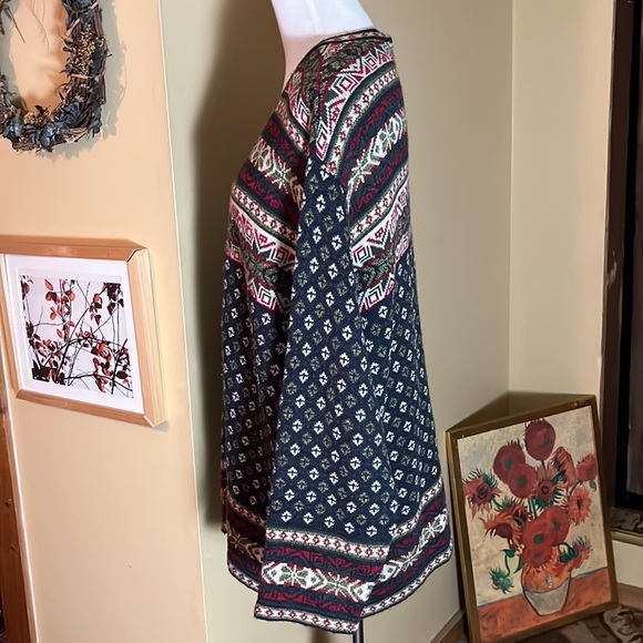 CABELLAS Size 2X NORDIC Ski Zipper Cardigan V-Neck Sweater Longline Cozy - Picture 6 of 16